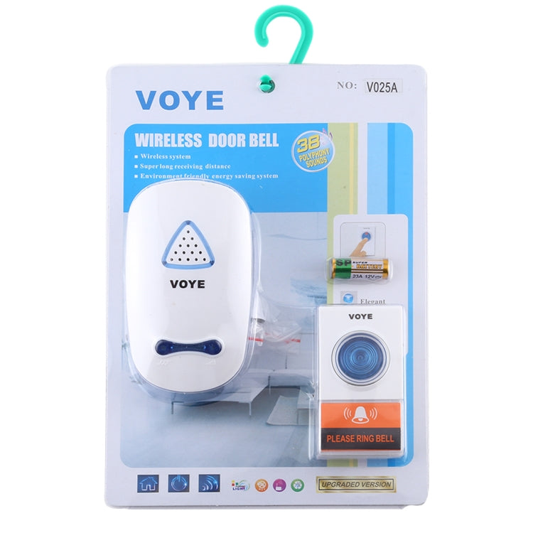 VOYE V025A Home Music Remote Control Wireless Doorbell with 38 Polyphony Sounds, US Plug, V025A VOYE V025A Home Music Remote Control Wireless Doorbell with 38 Polyphony Sounds, US Plug, V025A